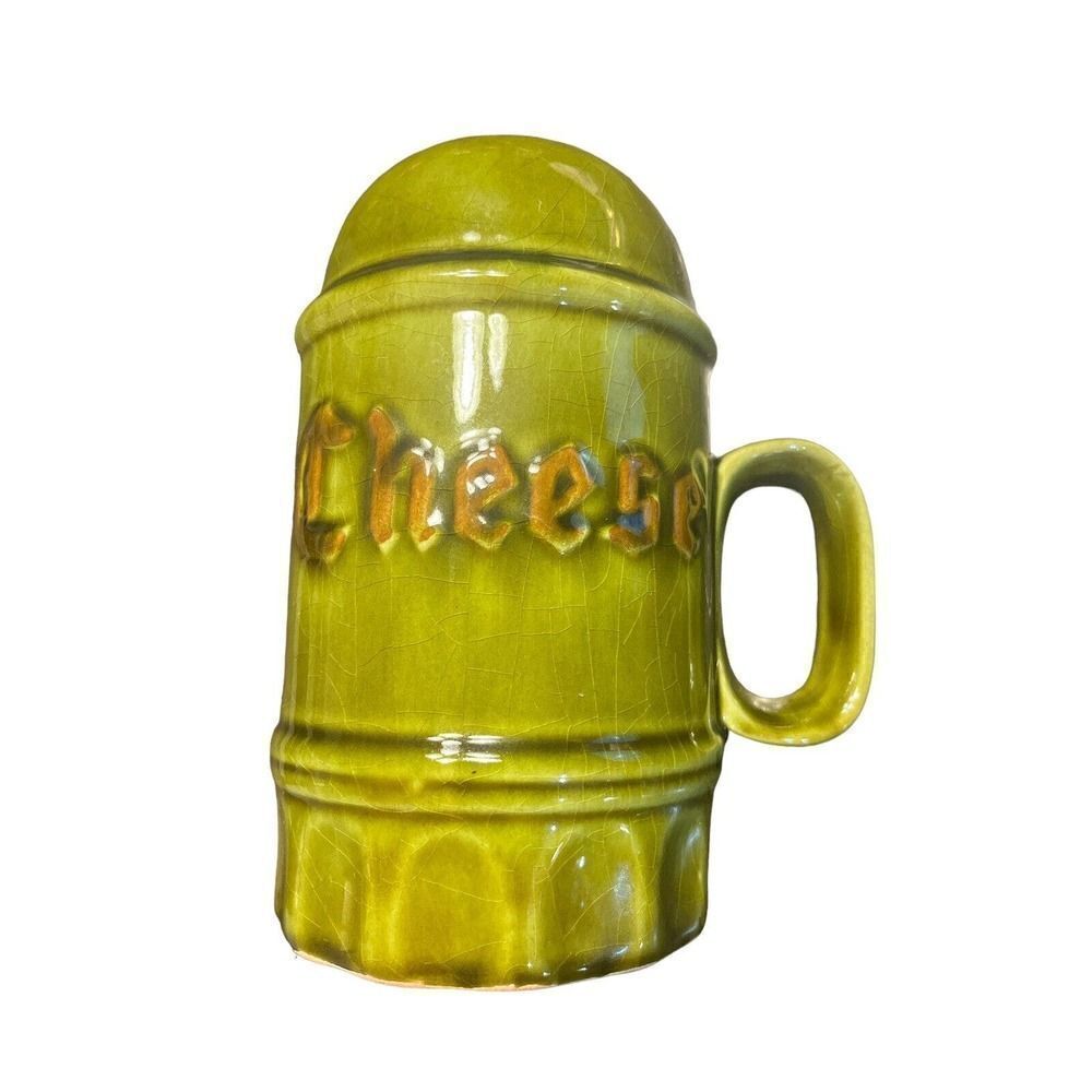 Vintage Los Angeles Potteries Cheese Shaker Green Large Kitchen Mid Century